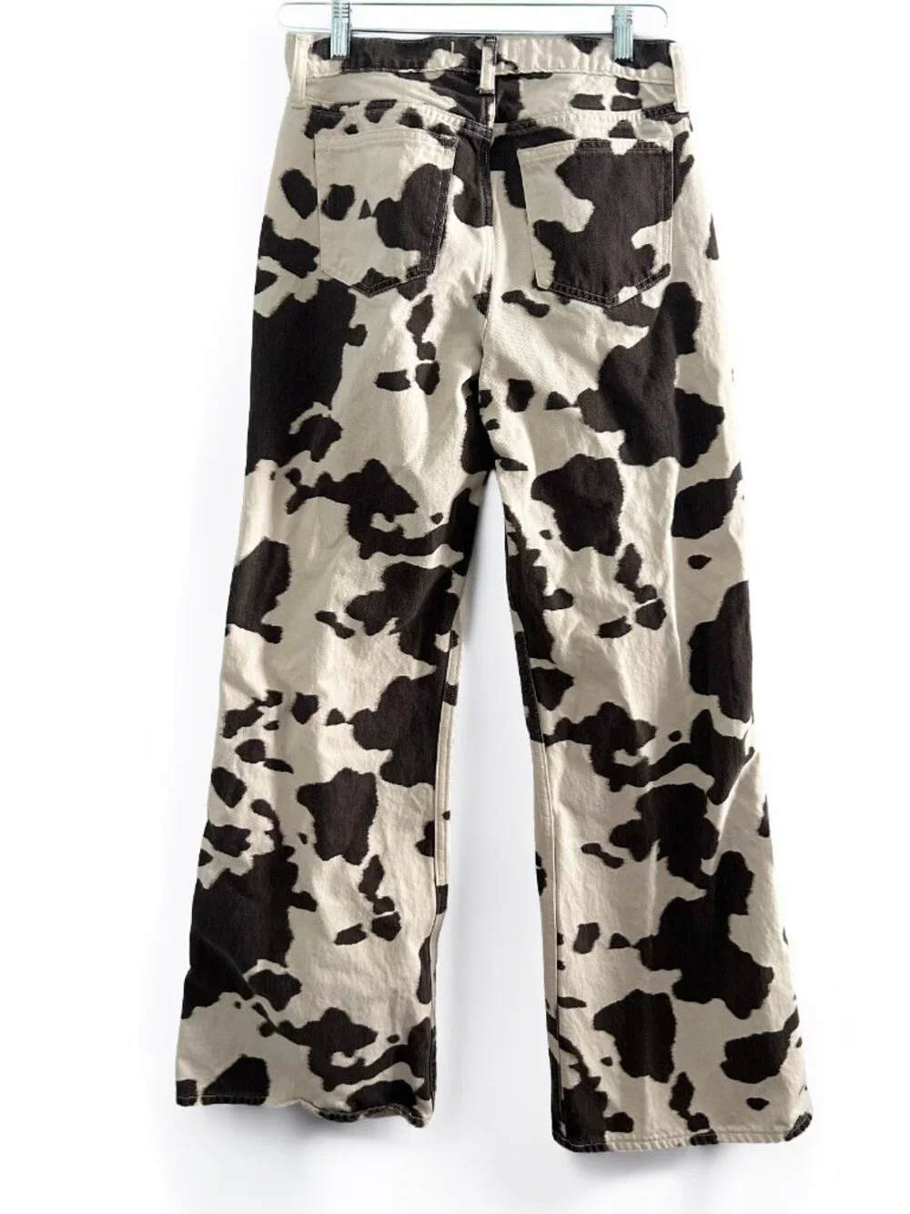 Abercrombie & Fitch Mid Rise Baggy Bootcut Western Cow Print Jeans Size 26 Long